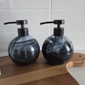 Elegant Black Marble Soap Dispenser Set